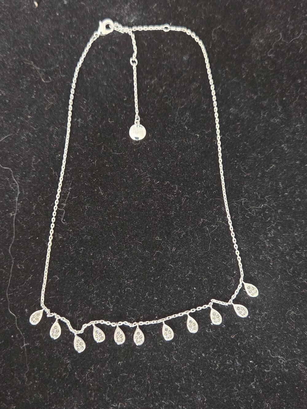 Stella & Dot Silver Tone Rhinestone Teardrop Pavé Bib Necklace #AEN31